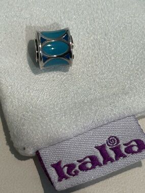 Halia “Blue Tie” Charm Bead - Sterling Silver/Blue Enamel